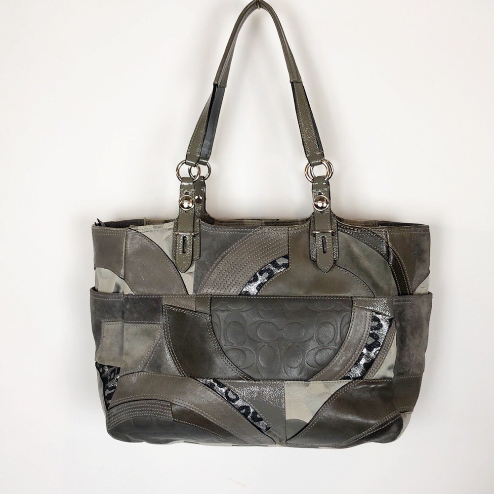 Coach Pieced Patchwork Leather Suede Shoulder Bag - image 1